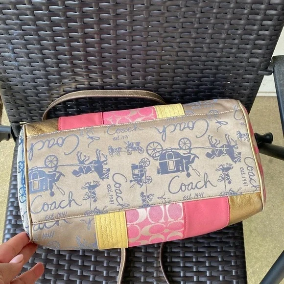 Coach Signature Patchwork Satchel Tote F17164 - Picture 7 of 10